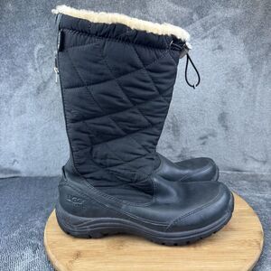 UGG Australia Boots Womens Size 8 Black Quilted Shearling Lined Winter Vibram
